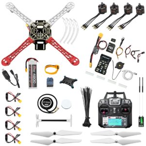 HAWK'S WORK F450 Drone Kit to build, DIY Quadcopter Set, Frame + Pixhawk + GPS + Power Module + ESC + Brushless Motor + Prop + Battery + RC Transmitter & Receiver + Accessory + Guild Book & Video (A)