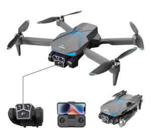 TechFly TF07 Foldable Drone with HD Camera, Triple Lens + Bottom Camera, Quiet Brushless Motors, Obstacle Avoidance, Mobile App Control, Beginner Mode with Auto-Follow, Includes 2 Batteries