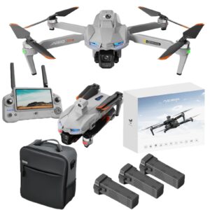 Cyaxzolp 8K Camera Drone for Adults - 64GB SD Card Included, 3-Axis Gimbal with EIS Anti-Shake, 7.2-inch HD touch Screen Remote Control, 5G GPS Brushless Motor, 360° all-round Laser Obstacle Avoidance, Airdrop Function, 3 Plug-in and Unplugged smart lithium Batteres, Black Carbon Fiber Quadcopter (GREY Grey version)