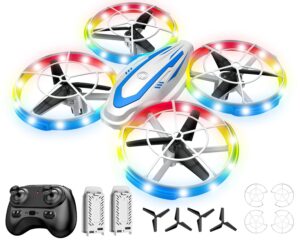 Mini Drone for Kids Beginners, RC Quadcopter Drone with Colorful Light, One Key Start, Altitude Hold, Headless Mode, 3D Flips, Indoor RC Helicopter Toy for Boys and Girls