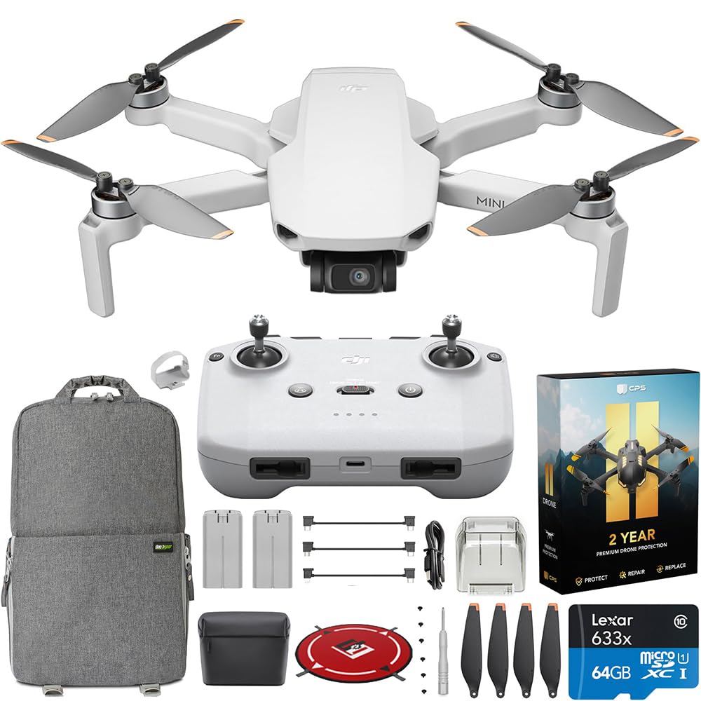DJI Mini 4K Camera Drone Combo with Camera for Adults, Under 249 g, 3-Axis Gimbal Stabilization, 10km Video Transmission, 62-Min Flight With Case and Extra Battery Bundle with Deco Gear Accessories