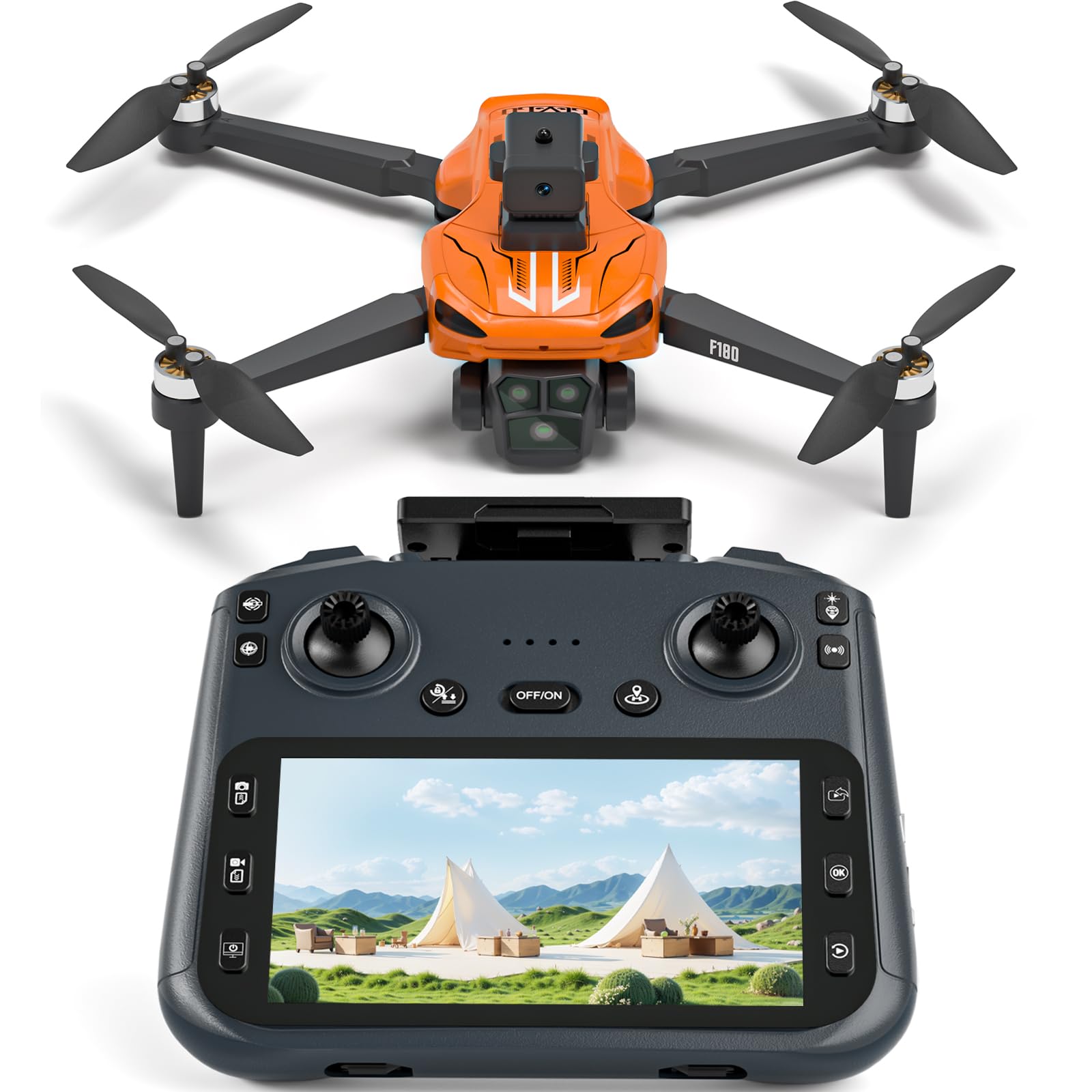 GPS Drone with 4K Camera for Adults, 4.5" Remote Control Screen, Auto Return, Auto Obstacle Avoidance, 22 Min Flight, Foldable FPV RC Quadcopter with Follow Me, Waypoint Fly, Gift for Beginners