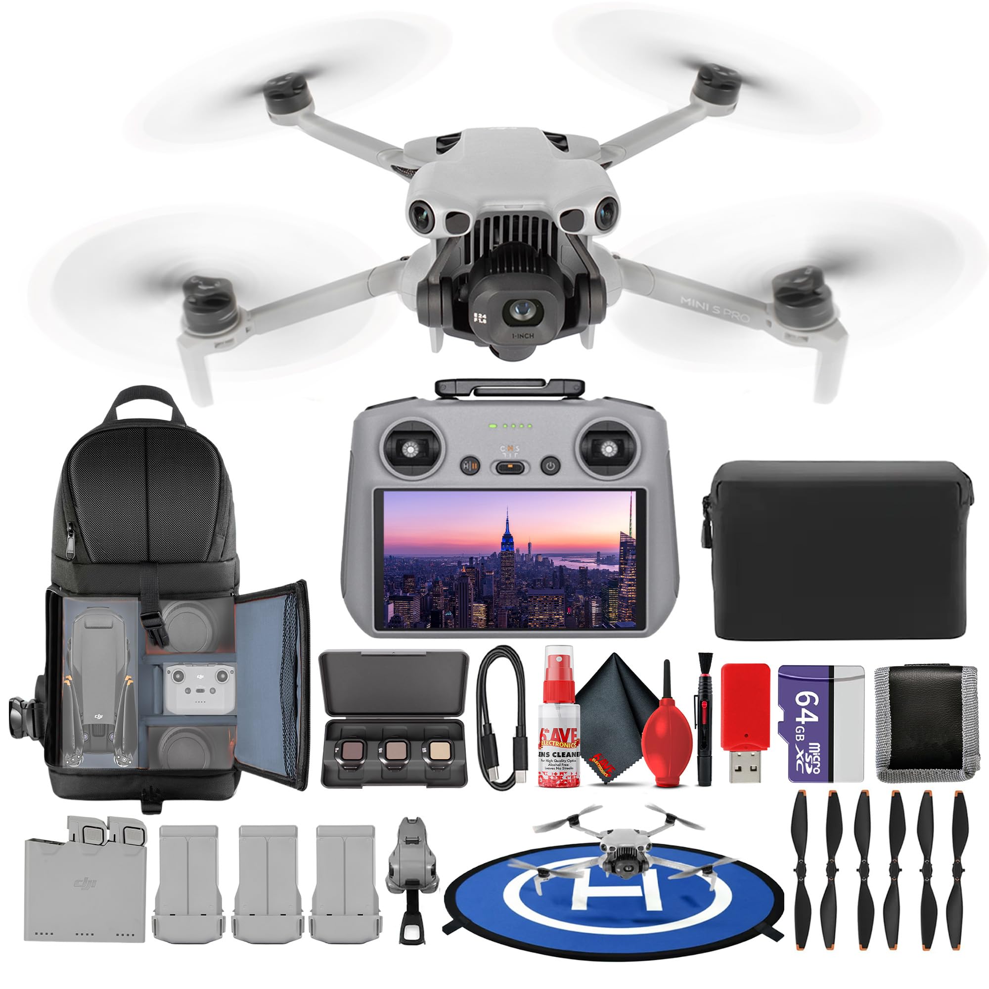 DJI Mini 5 Pro Drone RC2 Fly More Combo Plus Lightweight Camera Aerial UAV Bundle | Extended Flight Smart Tracking Portable Kit with 64GB Card + Landing Pad + More