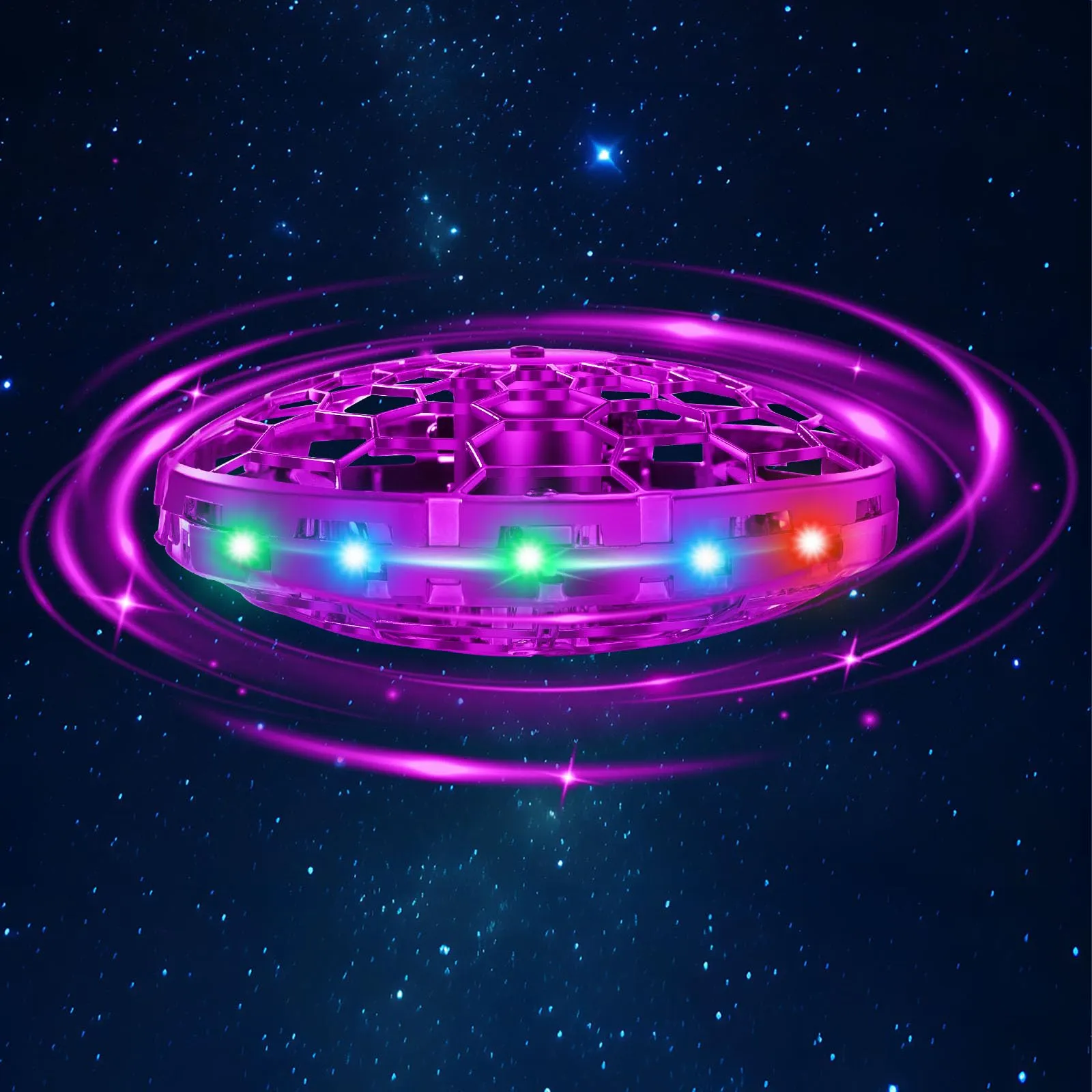 Hand Operated Flying Toy Drone for Kids, 360° Hands Free Motion Sensors Mini Drone with Cool LED Lights, Easy Indoor Small UFO Toy Flying Ball Drone for 6 7 8 9 10+ Year Old Boys and Girls (Blue)