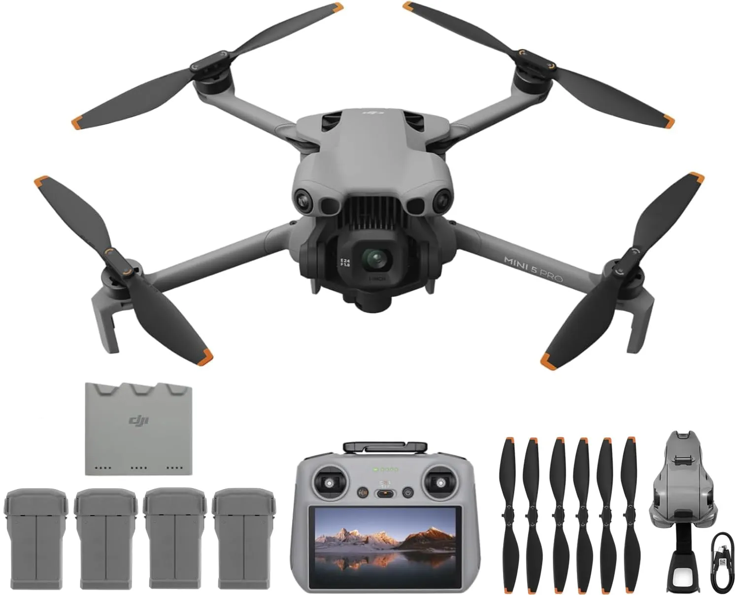 DJI Mini 5 Pro + CA Fly More Combo Plus with DJI RC 2, Drone with Camera, 1" CMOS, 4K Drone for Beginners, Obstacle Sensing, ActiveTrack 360, 225 Gimbal Rotation, Extended Battery Life, 4 Batteries