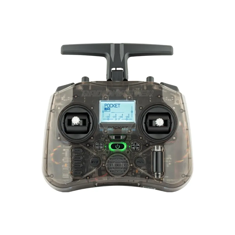 Radiomaster Pocket Hall Gimbal Transmitter Remote Control Portable Lightweight Built in LED Light Foldable Antenna Mode 2 (ELRS-Charcoal)