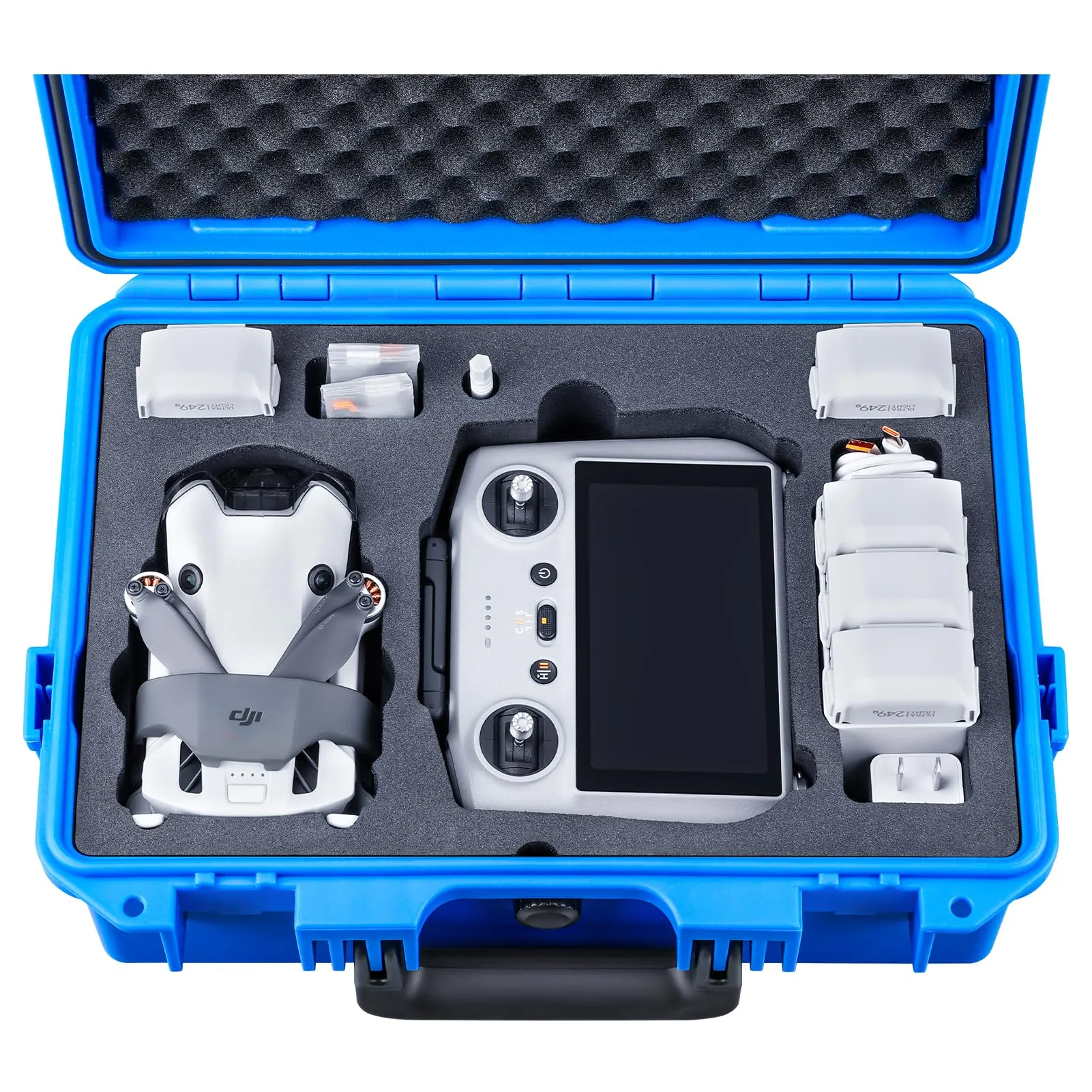 Lykus Titan MM410 Waterproof Hard Case for DJI Mini 4 Pro/Mini 3/Pro and RC2/RC/RC-N2/N1, Support 7 batteries and RC lanyard [CASE ONLY]