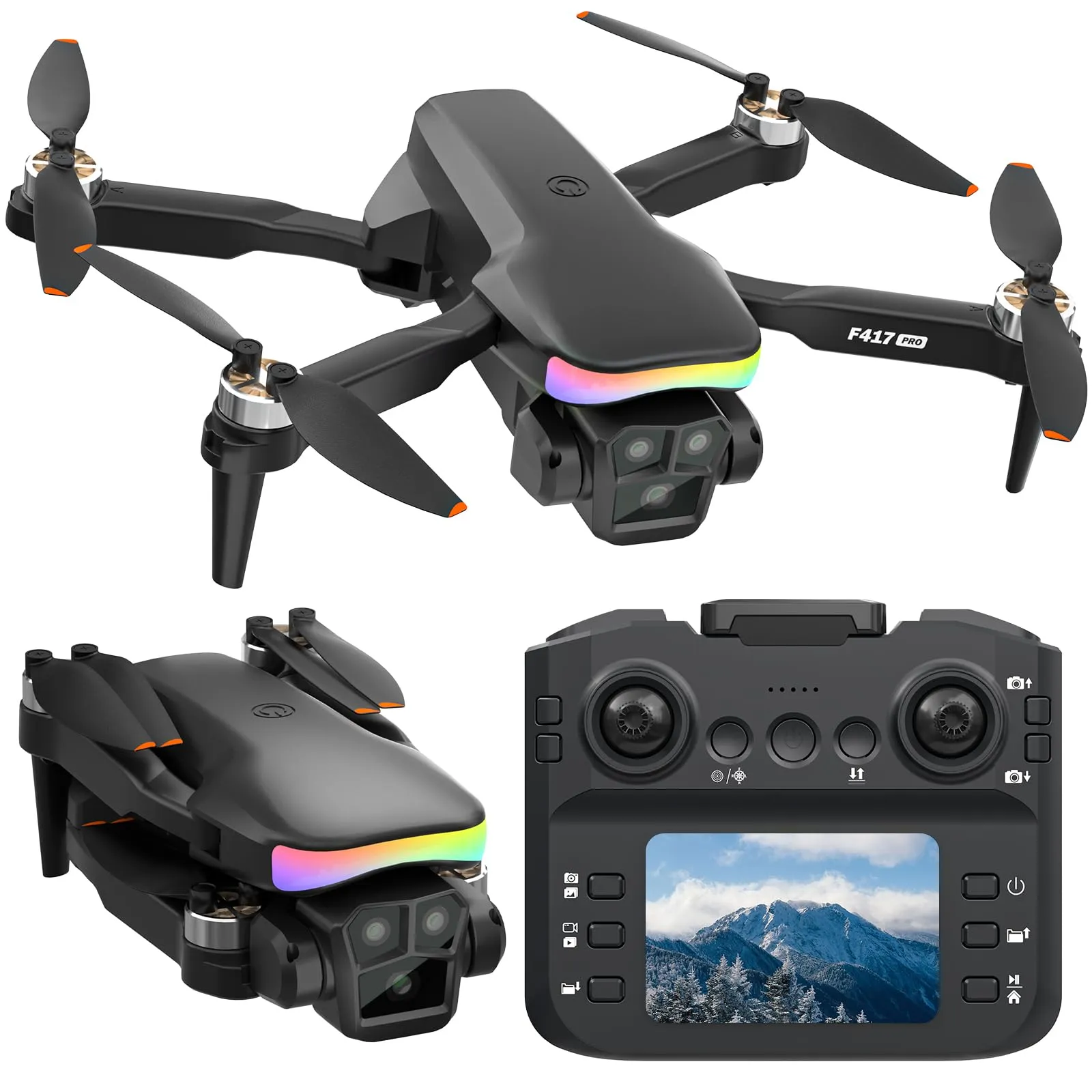 Mini Drone with 1080P Camera for Adults and Beginner,RGB LED Light FPV Drone Quadcopter for Beginners,One Key Take Off/Land Altitude Hold,Optical Flow Positioning Gravity Gesture Control