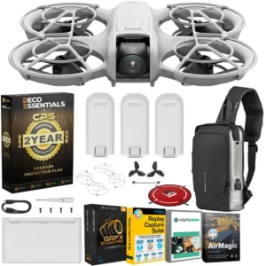 DJI Neo Three-Battery Combo, Mini Drone 4K UHD Camera Bundle with 2 YR CPS Enhanced Protection Pack, Tech Smart USA Drone Essentials Plus Software Bundle, Landing Pad & Backpack