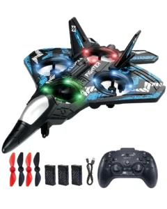 JoyRapt Foam RC Plane Drones for Kids, Remote Control Airplane, Aircrafts for Boys and Girls, Jet Helicopter Drones with LED Lights 360° Flip, 4 Rechargeable Batteries (Two Pack)