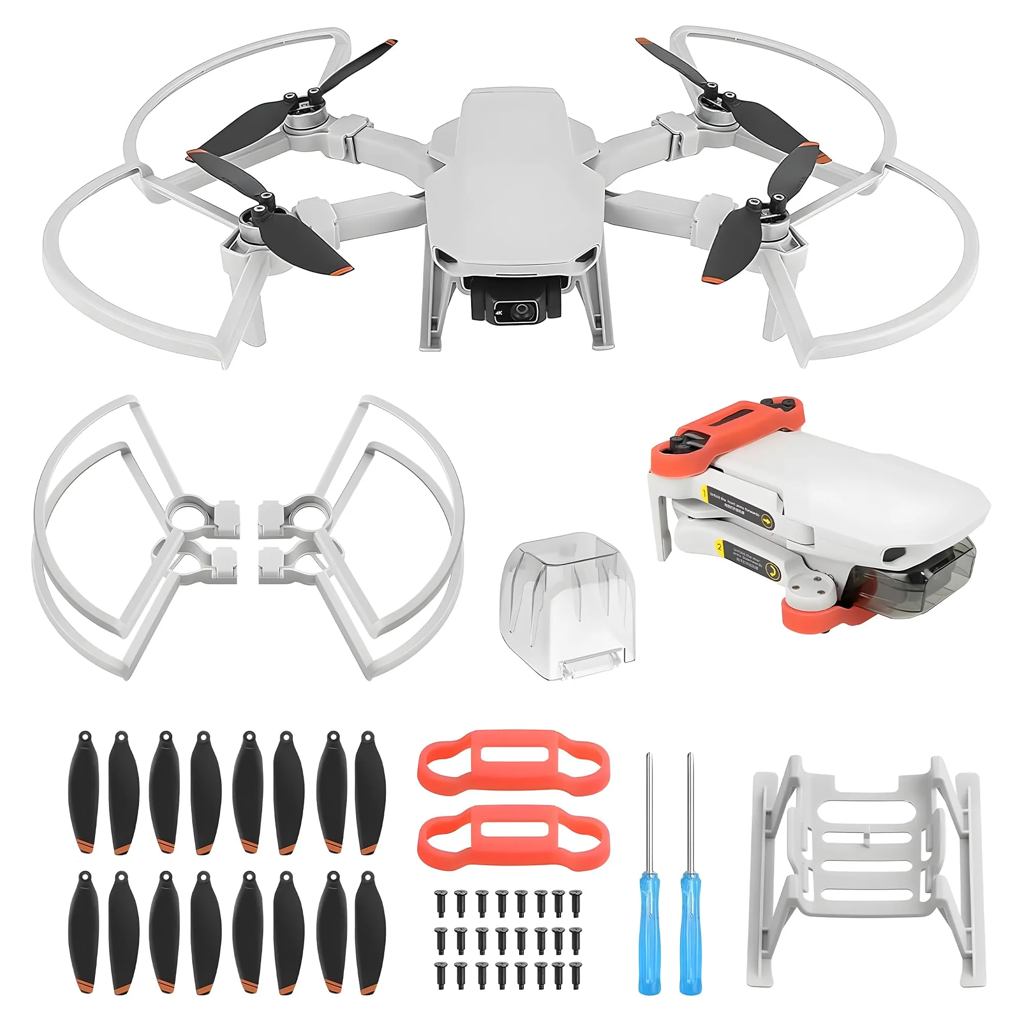 Craznick Mini 4K/Mini 2 SE/Mini SE Propellers: with Propeller Guard Landing Gear Leg Extension Propellers Holder Gimbal Cover Total 24 Pcs for DJI Mini 2 Series Drone Accessories Set