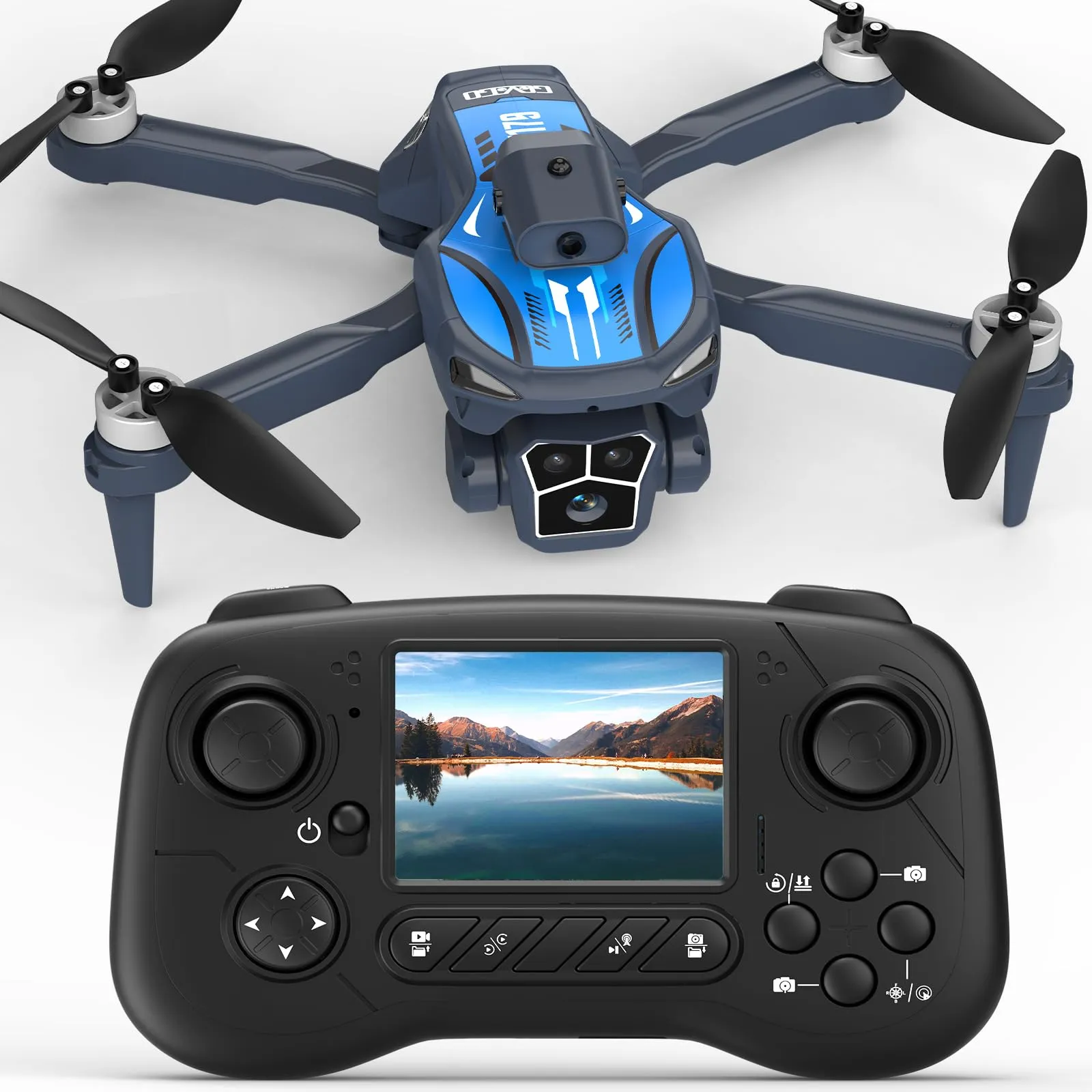 F180 Drones with 4K Camera Adults 4.5" LCD RC Screen, Follow Me Professional Drone GPS Auto Return Home, 5GHz FPV Real-Time RC Quadcopter Dron for Beginner, SD Card, Long Flight Time Under 249g