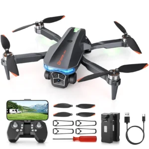 Drone with Camera for Adults, Brushless RC Quadcopter, 2 Batteries | 1080P HD camera, altitude hold, waypoint fly, gesture selfie, 3D flip, one-key control, travel camping hiking gift