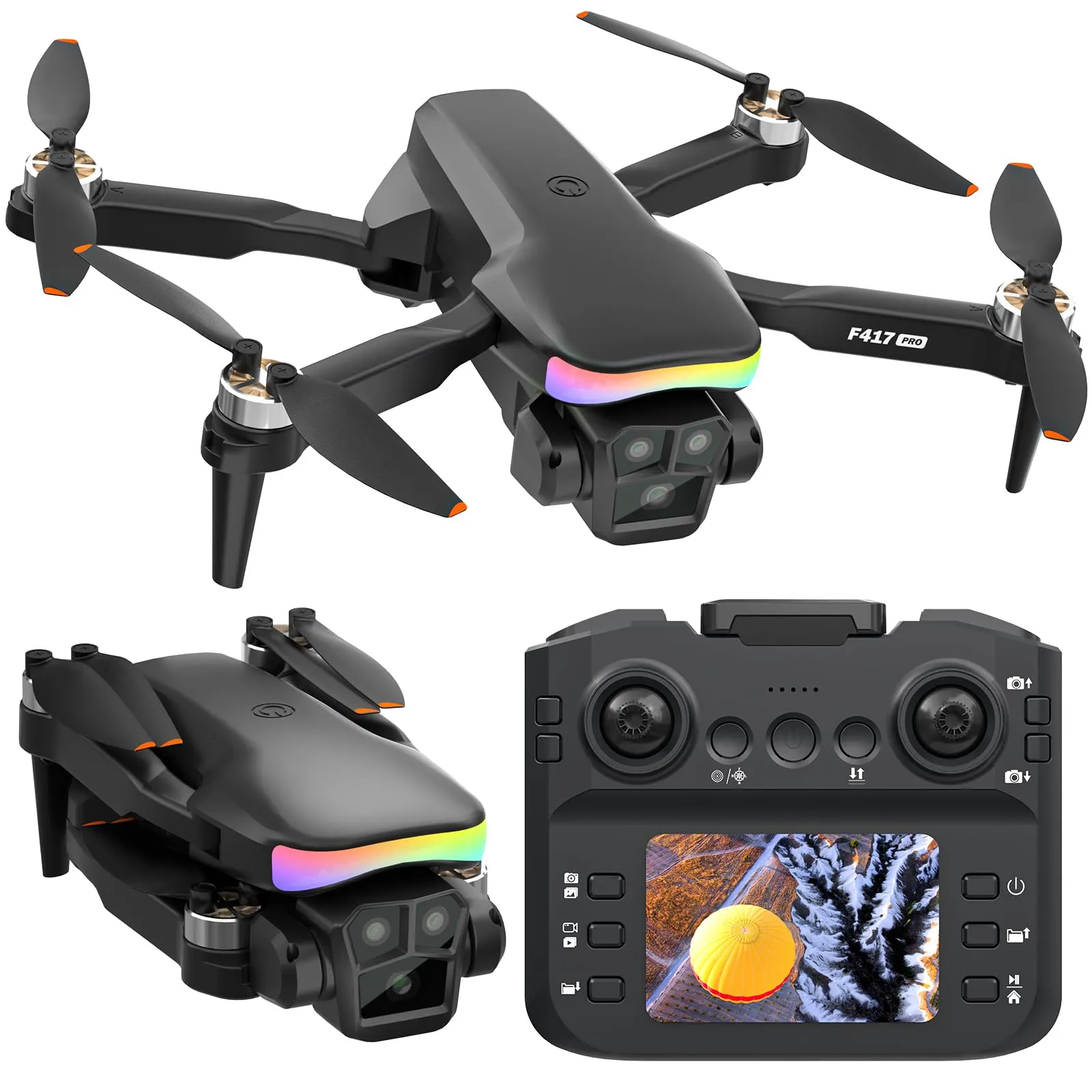 Drone with Camera, FPV Drone with Screen Remote Controller, Brushless Motor Drone for Adults Beginners Kids, 20 Min Flight Time One Key Start, Foldable, Easy to Fly Toy Gift for Kids, No Phone,